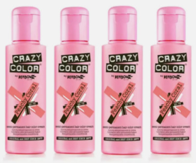 4x Crazy Color Semi Permanent Haarfarbe Peachy Coral - 100ml