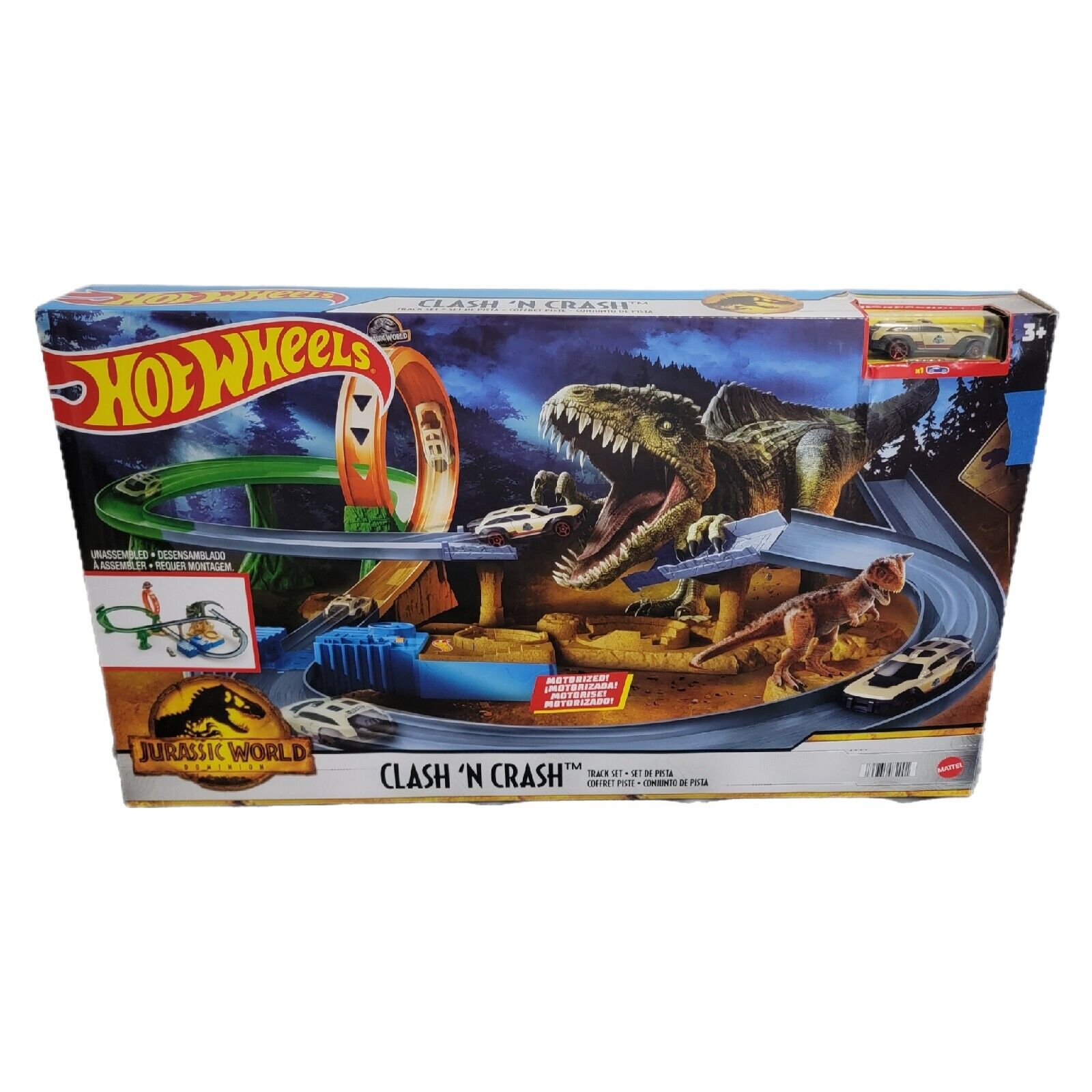 Jurassic World Dominion Giganotosaurus Clash N' Crash Track Set Hot Wheels 