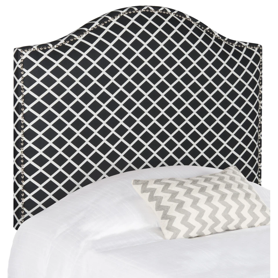 SAFAVIEH Connie Headboard Silver Nail Head | Black / White | Twin | - Image 3 of 3