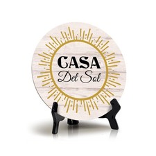 Signs ByLITA Circle Casa Del Sol Wood Color, Entrance Decor Table Sign 5"x5"