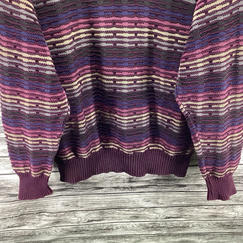Suéter Vintage Ron Chereskin Hombres XL Púrpura Texturizado Tejido Pullover Geométrico Años 90 Foto 4 de 4
