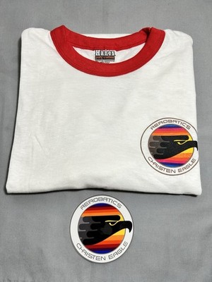 Vintage Hanes Poly Cotton Aerobatics Christen Eagle T-Shirt L 42-44 + sticker