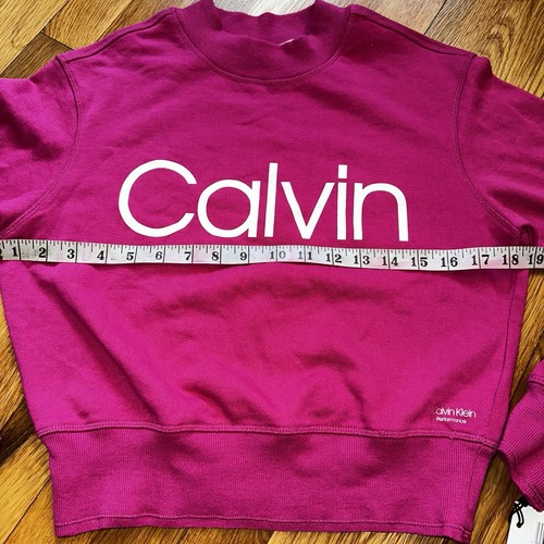 Calvin Klein Damen Hot Pink Cropped Rundhalsausschnitt Sweatshirt X-Small Neu mit Etikett - Bild 5 von 11