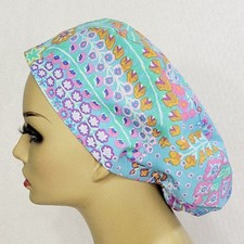 European Women Scrub Hat, Surgical Cap, Floral Nurses Hat, Medical, USA Made