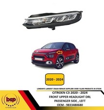 CITROEN C3 2020 -2024 FRONT UPPER HEADLIGHT DRL CHROME PASSENGER LEFT 9833480680