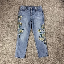 Chico's Slimming Girlfriend Embellished Ankle Jeans Women Size 8 Blue