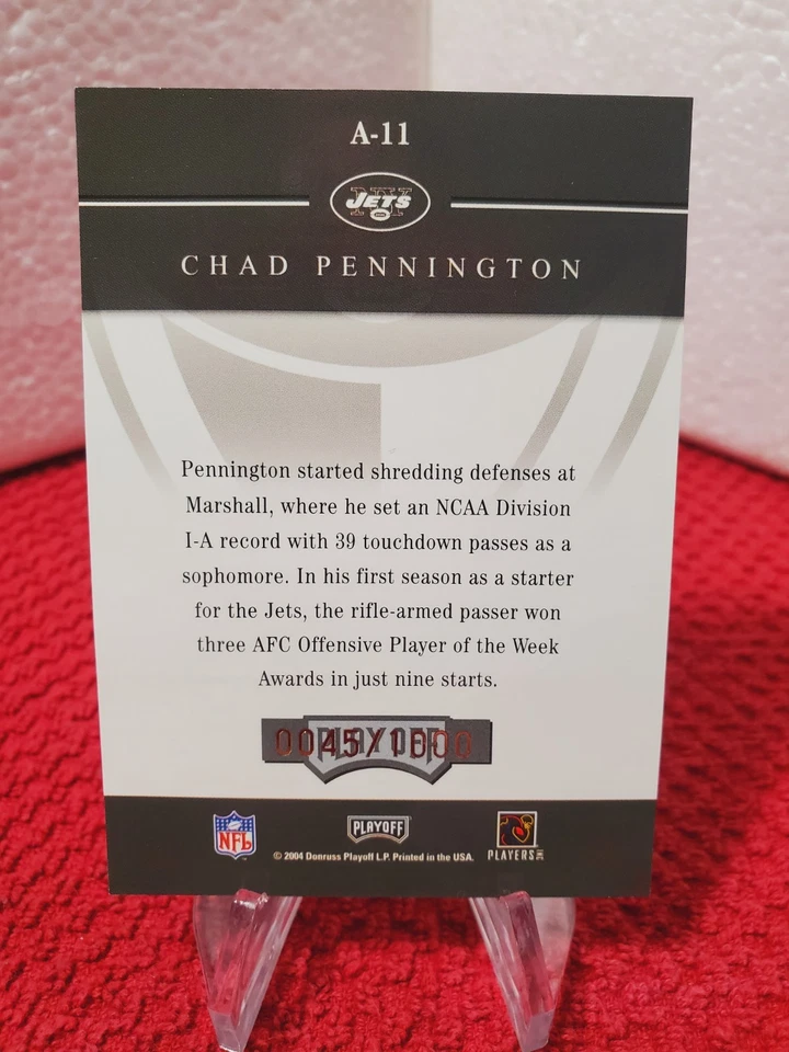 2004 Playoff Honors Accolades NFL #/1000 Chad Pennington New York Jets  - Image 3 of 4