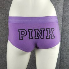 PINK VICTORIA SECRET LOGO BOYSHORT PURPLE COTT STRECH GRAPHIC LOW RISE SMALL NW