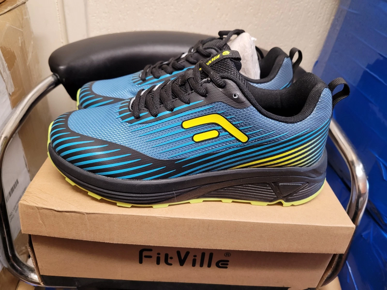 Fitville Alltraction Trail Men's Running Shoes V2 In Blue Size UK 7EW