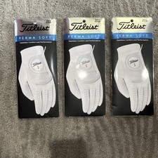 Titleist Perma-Soft Leather Golf Gloves White Medium Men's 3 Pack Breathable