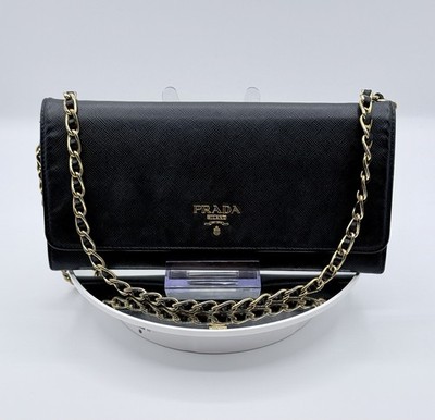 Prada Black Saffiano Leather- Wallet On Chain