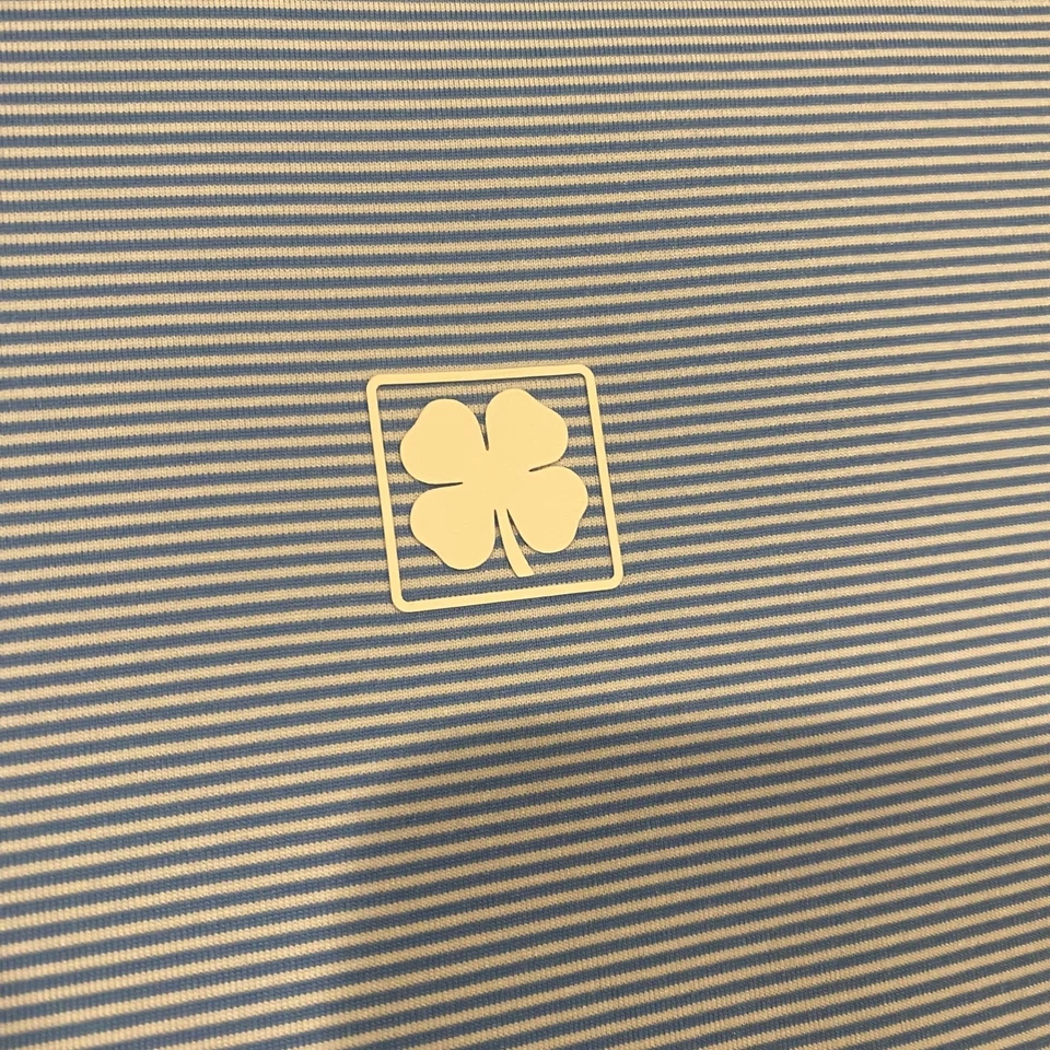 Camisa polo de golf negra a rayas azules manga corta talla L trébol de la suerte para hombre Foto 3 de 4