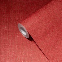 Rote Tapete Golden Meliert Mit Textiloptik – Metallic, Rot