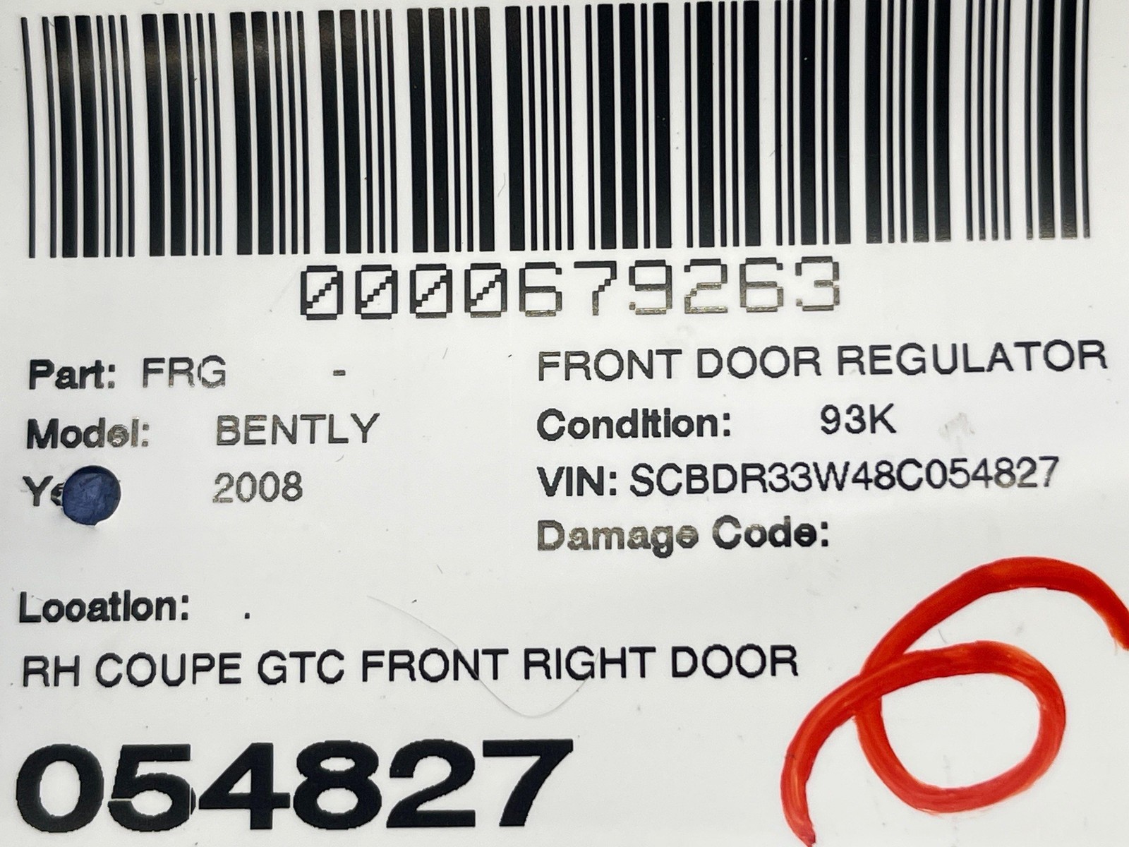 2006-2018 BENTLEY CONTINENTAL GTC FRONT RH DOOR WINDOW GLASS REGULATOR RAIL OEM
