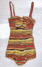 Vintage 1950s 50s 1953 Catalina Pinup Swimsuit Size 12 Smocked One Piece