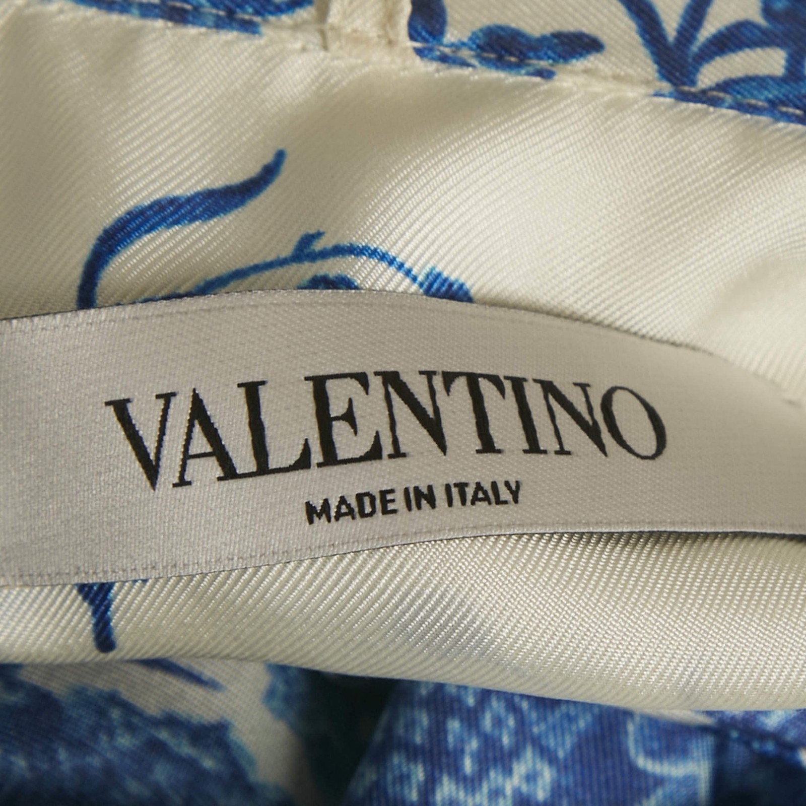 Valentino BlueWhite Floral Print Silk Blouse and Pants Set S thumbnail 5