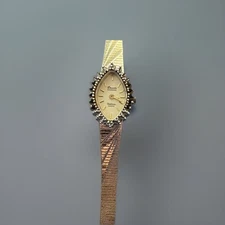 Vintage Deauville Armitron Crystal and Gold plated and gold banded Watch