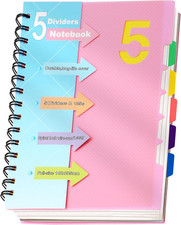 5 Subject Notebook College Ruled, Small Spiral Notebook 5x7 with Divider Tabs, A