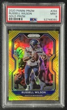 RUSSELL WILSON PSA 9 2020 PANINI PRIZM #294 TRUE GOLD PRIZMS 9/10 SEAHAWKS