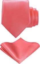 TIE G Solid Satin Woven dyed Color Formal Black Necktie and Pocket Square Sets i