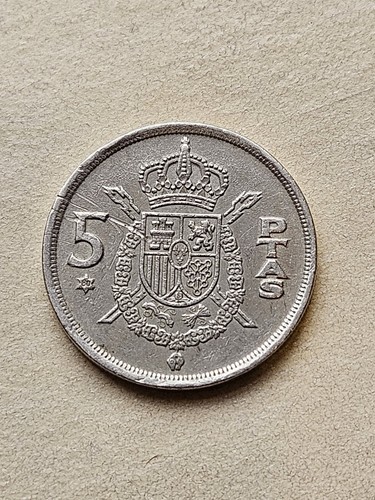 1975 Spain 5 Pesetas Coin - Ptas - Nice Detail - Picture 2 of 3