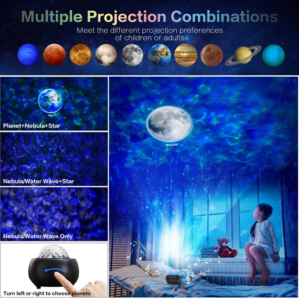 Galaxy Projector, Star Projector for Bedroom, Planet Night Lights Projector w... - Image 3 of 4