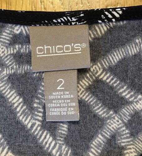 Chico’s abstrakte Bluse Damen 2 L 12 schwarz Frontdetail mit Ringakzent - Bild 3 von 9