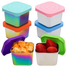 Colorful Snack Containers for Kids, Toddlers, and Rainbow Silver Combo