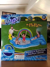 H2OGO Rainbow Slide, Splash & Shine Play Center Kids Inflatable Pool