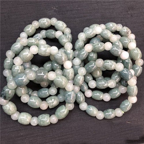 1pcs Natural A Jadeite Jade Bracelet Women Men 12*14mm Oil Green Tube Bead Link - Picture 6 of 7