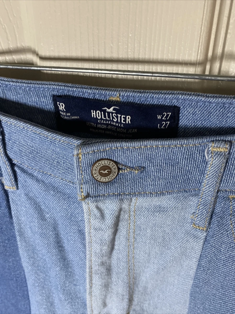Hollister Patchwork Ultra High Rise Mom Jeans Boho Vintage Stretch