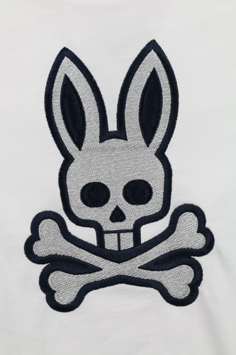 Psycho Bunny Kids Sweatshirt White 5-6 XS Terry Navy Silver Embroidered Crewneck - Picture 3 of 12