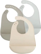 Pandaear 3 Pack Waterproof Silicone Baby Bibs| Super Thin Light Weight for Babie