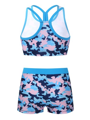 Girls Two Pieces Swimsuits Sleeveless Beach Swimwear Sunbathing Bathing Suits - Picture 30 of 77