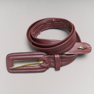 #ad #ad Vintage Etienne Aigner Leather Belt Womens Sz 29 30 Oxblood Red Brass A Logo 70s $18.54