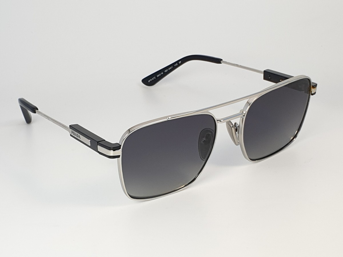 PRADA 67ZS 1BC5W1 Silver Polar Grey Gradient Polarized 56mm Unisex