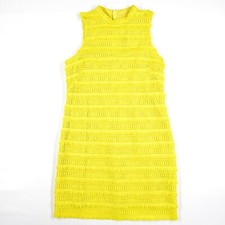 NWT J CREW Sheath Dress Yellow Fully Lined Back Zip Size 10 textured mod look