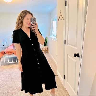 NWT GAP Black Button Front Maxi Dress LP