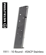1911 METALFORM 45.7107 FULL-SIZE MAG .45 ACP AUTO 10-ROUND MAGAZINE Stainless
