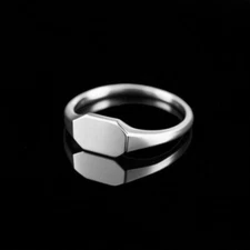 Polished Sterling Silver Octagon Signet Pinky Ring