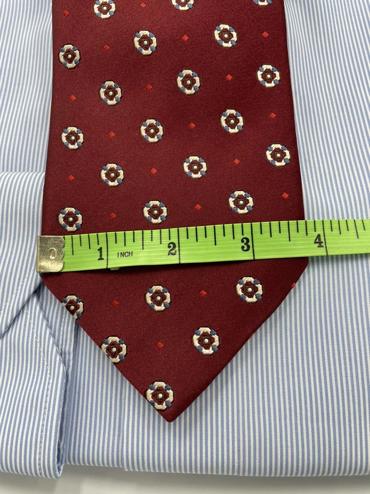 Ermengildo Zegna Maroon & White Dot 100% Silk Tie - Image 4 of 4
