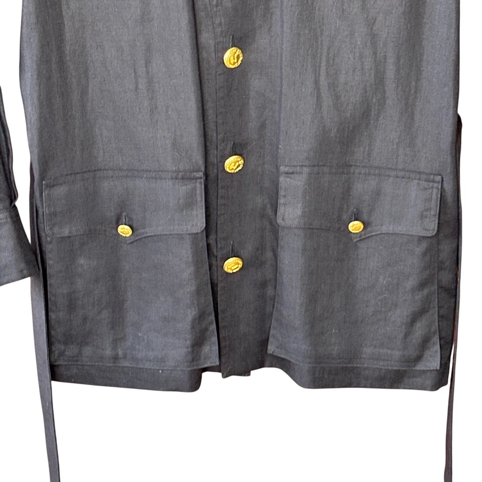 Wathne Linen Jacket Womens Size 2 Black Utility Jacket Belted Lined Vintage USA - Image 4 of 4