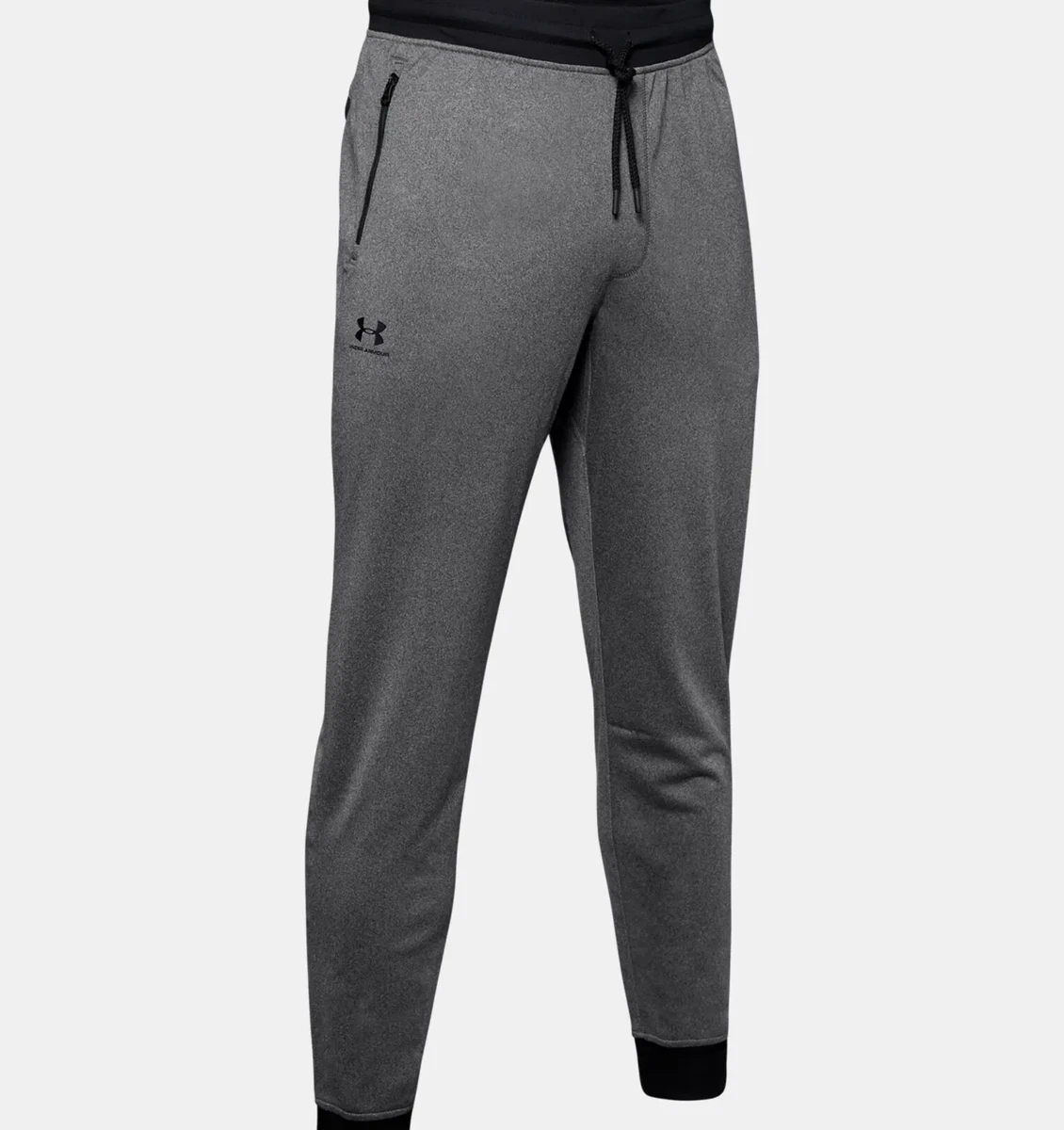 Mens Under Armour Sportstyle Joggers Sweats Pants Zip Pockets Grey Black XL  Used