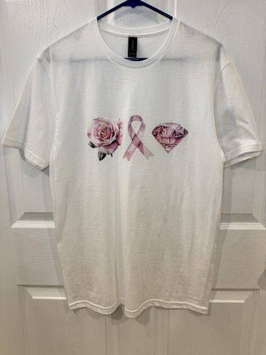 pink ribbon breast cancer awareness T Shirt Pink Rose Diamond NWT Cotton Soft