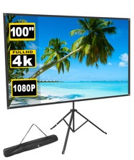 100" Projector Screen with Stand 4K HD 16:9 Outdoor Home Projection Screen PVC