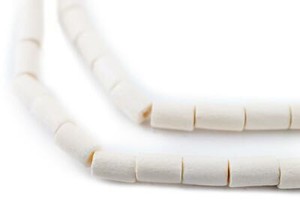 White Bicone Natural Wood Beads 5x8mm 16 Inch Strand