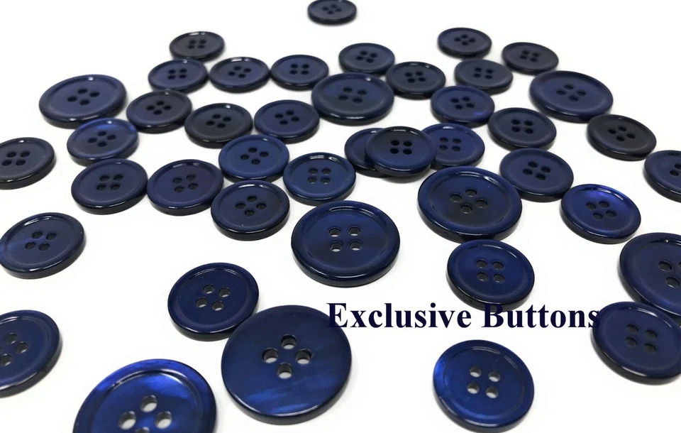 Navy Blue Mother Of Pearl Buttons Set (MOP) For Suit, Blazer, or Sportcoat - Image 2 of 2
