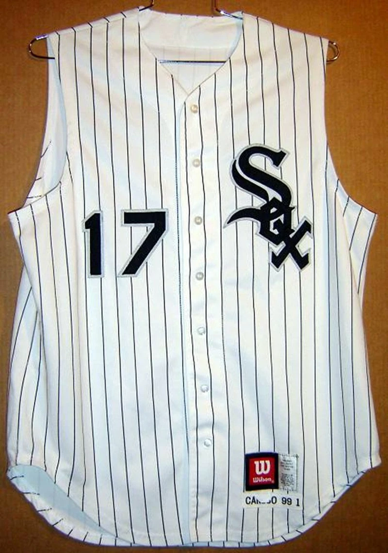 CHICAGO WHITE SOX MIKE CARUSO White Pinstripe #17 GAME WORN VEST