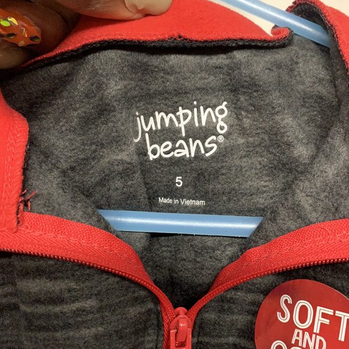 Boy toddler jumping bean fleece jumpsuit/matching Set Size 4/5 - Picture 5 of 11
