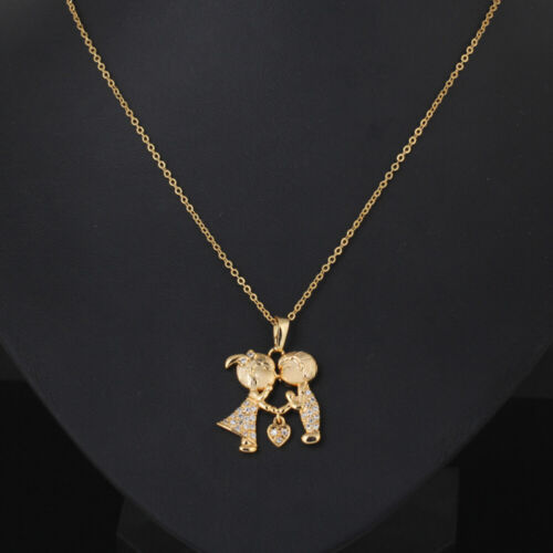  Women Necklace Boy Girl Kissing Shape Pendant Chain Choker for Necleses Miss - Picture 1 of 11